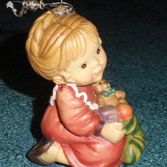 "Here's My Stocking" Anri Sarah Kay Wood Carved Christmas Ornament With Box GIFT - Picture 1 of 9